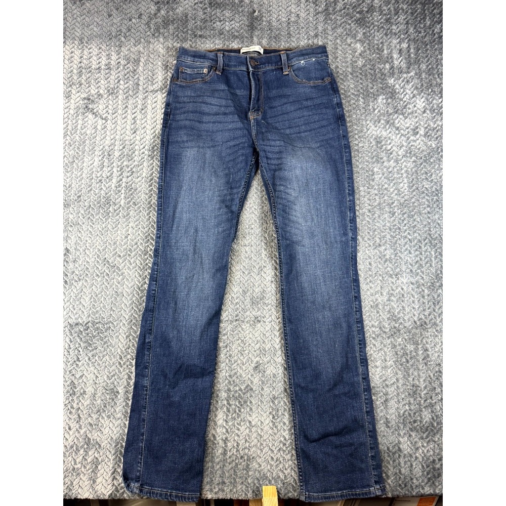Abercrombie &‎ Fitch Jeans Girls 17/18 Blue Whiskers Denim Stretch Straight Leg